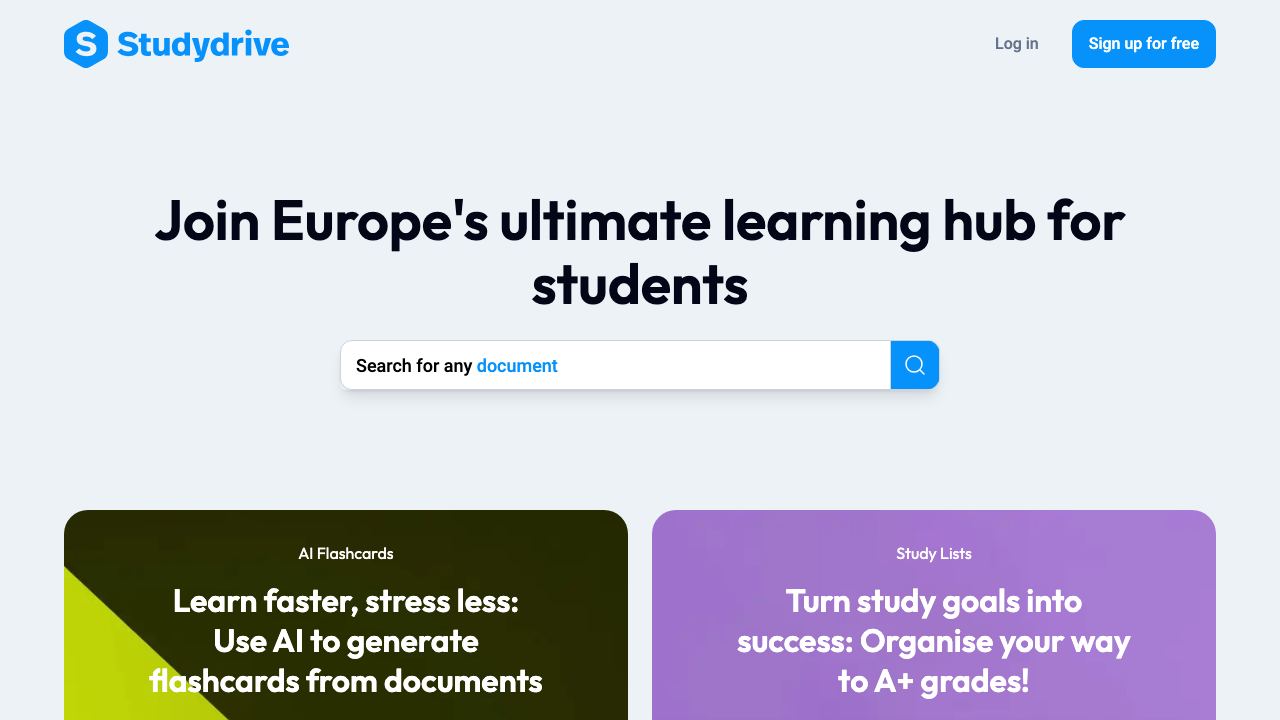 Studydrive 网站截图