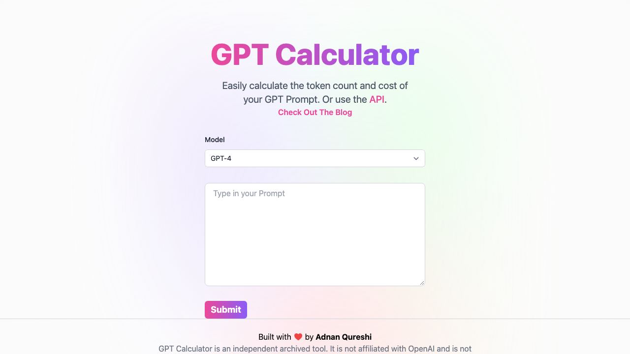 GPT Calculator 网站截图