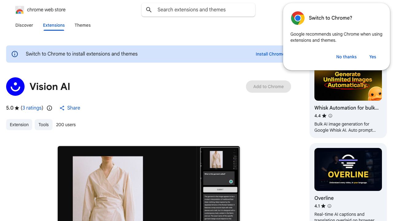 Vision AI website screenshot