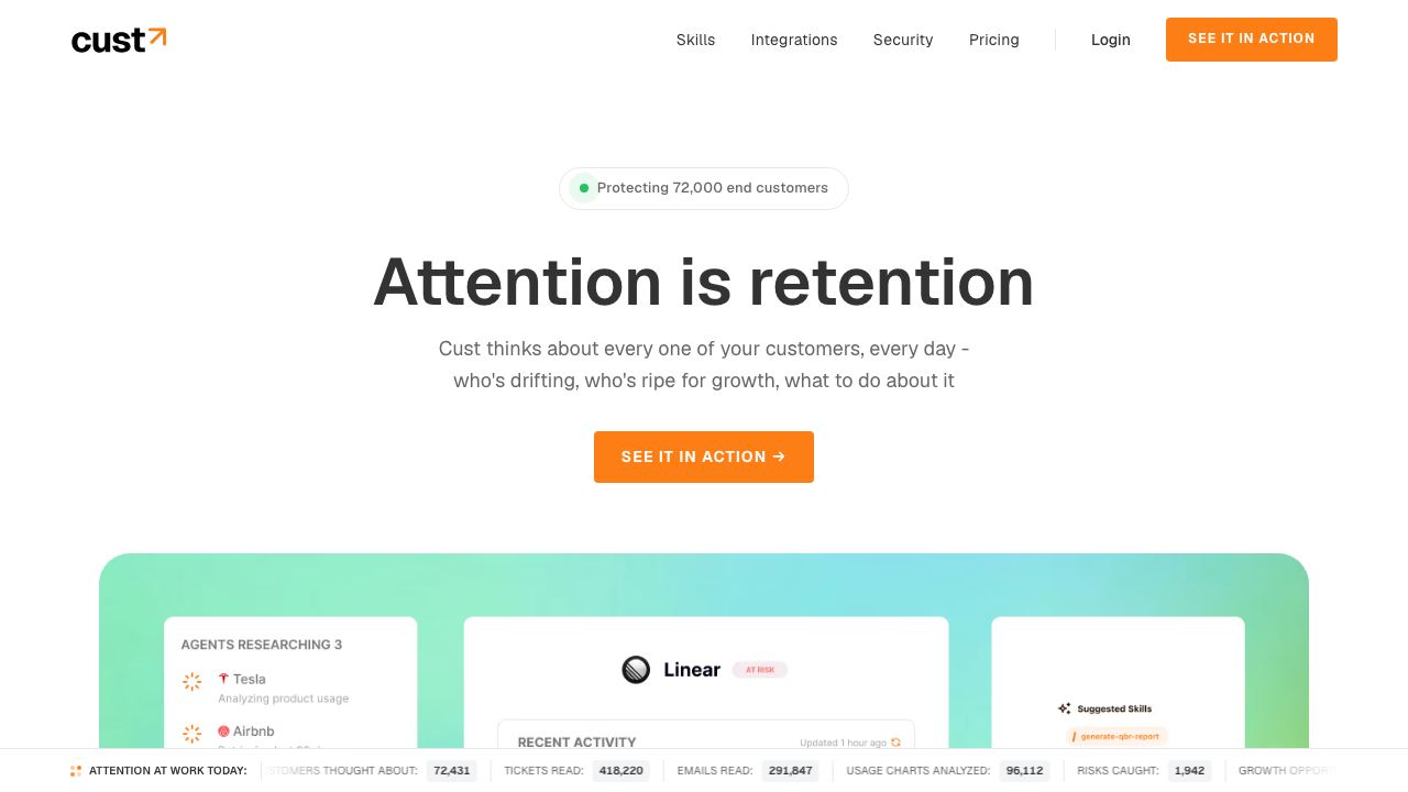 Cust website screenshot