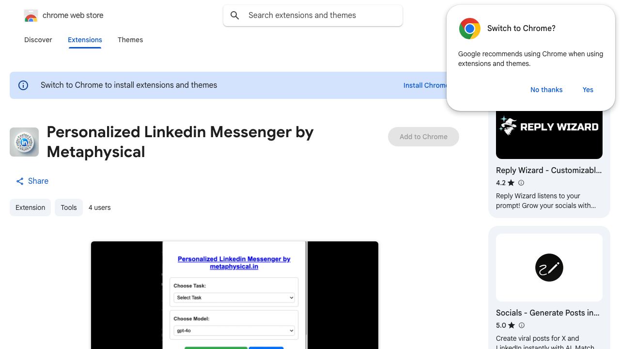 Personalized Linkedin Messenger by Metaphysical 网站截图