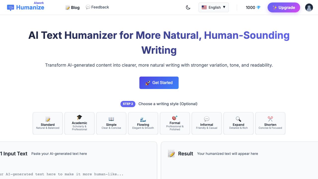 【Free】humanizeaiwork website screenshot