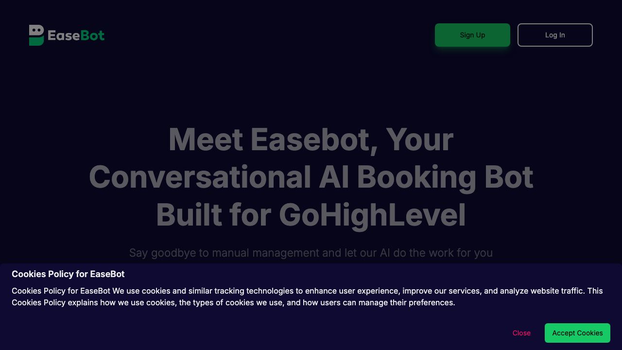 Easebot AI Booking Bot for GoHighLevel 网站截图