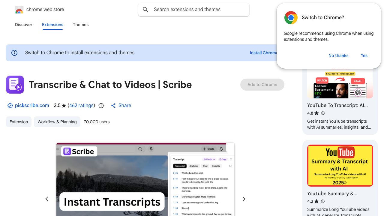 Transcribe YouTube Videos - YTScribe website screenshot