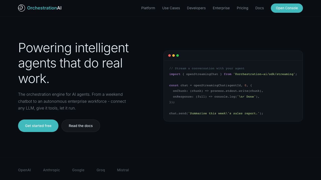 Orchestration AI 网站截图