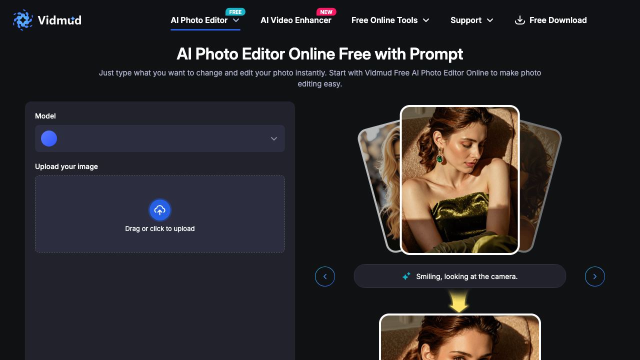 Vidmud Photo Editor website screenshot