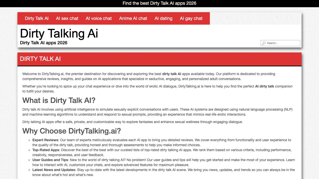Dirty talking AI website screenshot