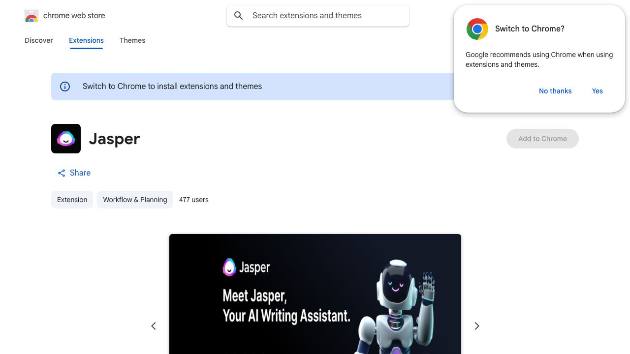 Jasper Everywhere Extension website screenshot