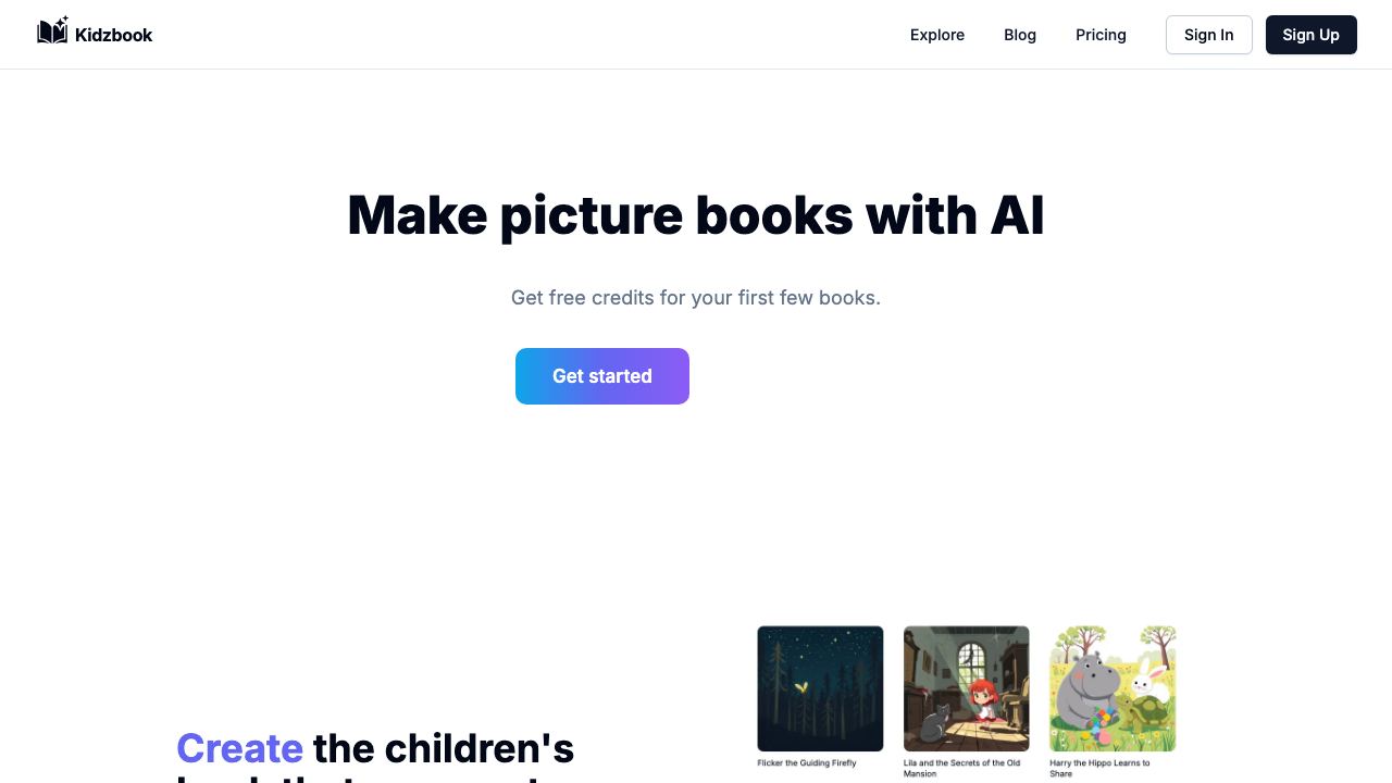 Kidzbook 网站截图