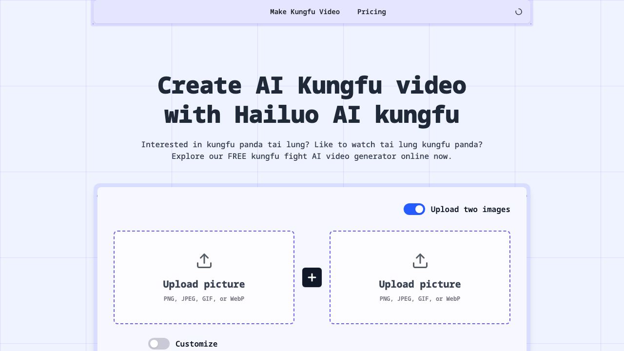 AI Kungfu Video Generator 网站截图