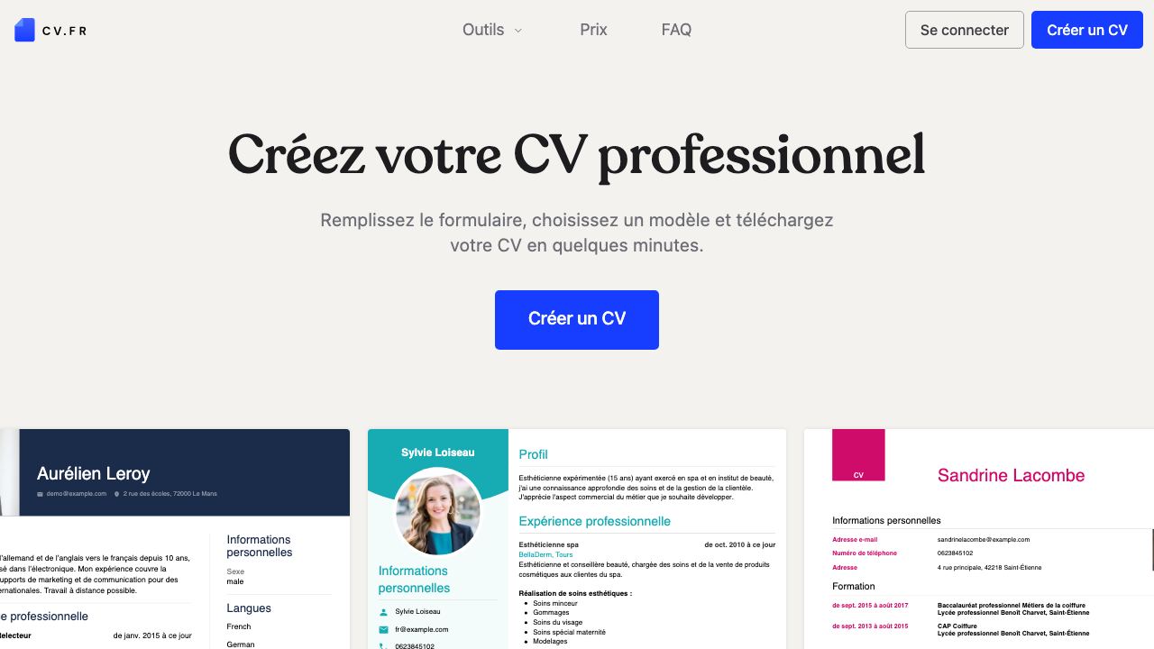 CV.fr 网站截图