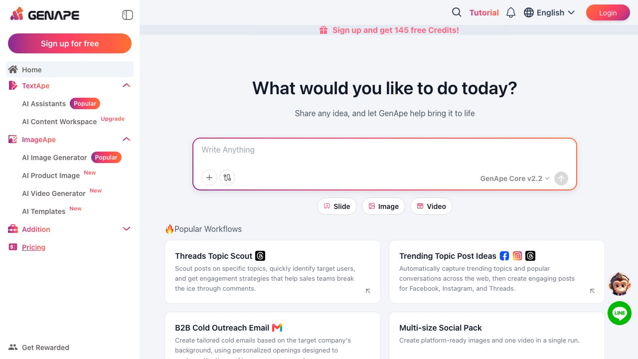 GenApe website screenshot