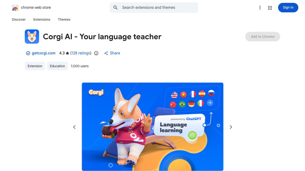 Corgi AI - Your language teacher 网站截图