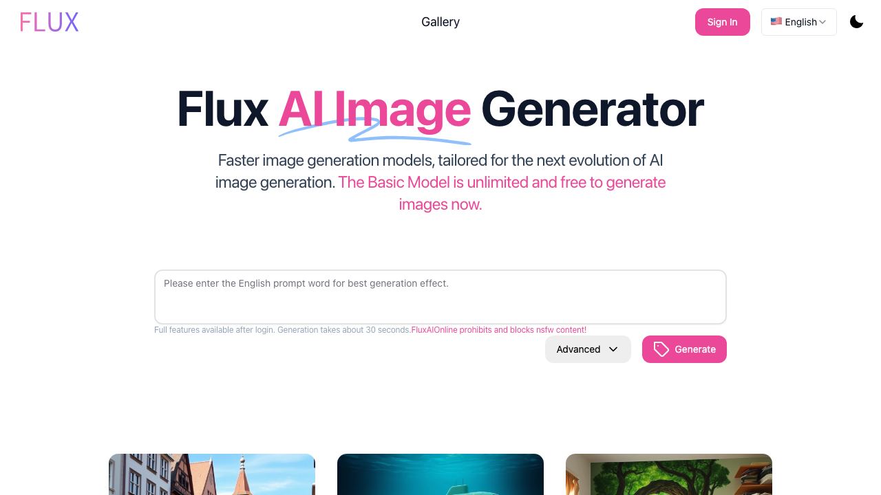 FLUX AI Online 网站截图