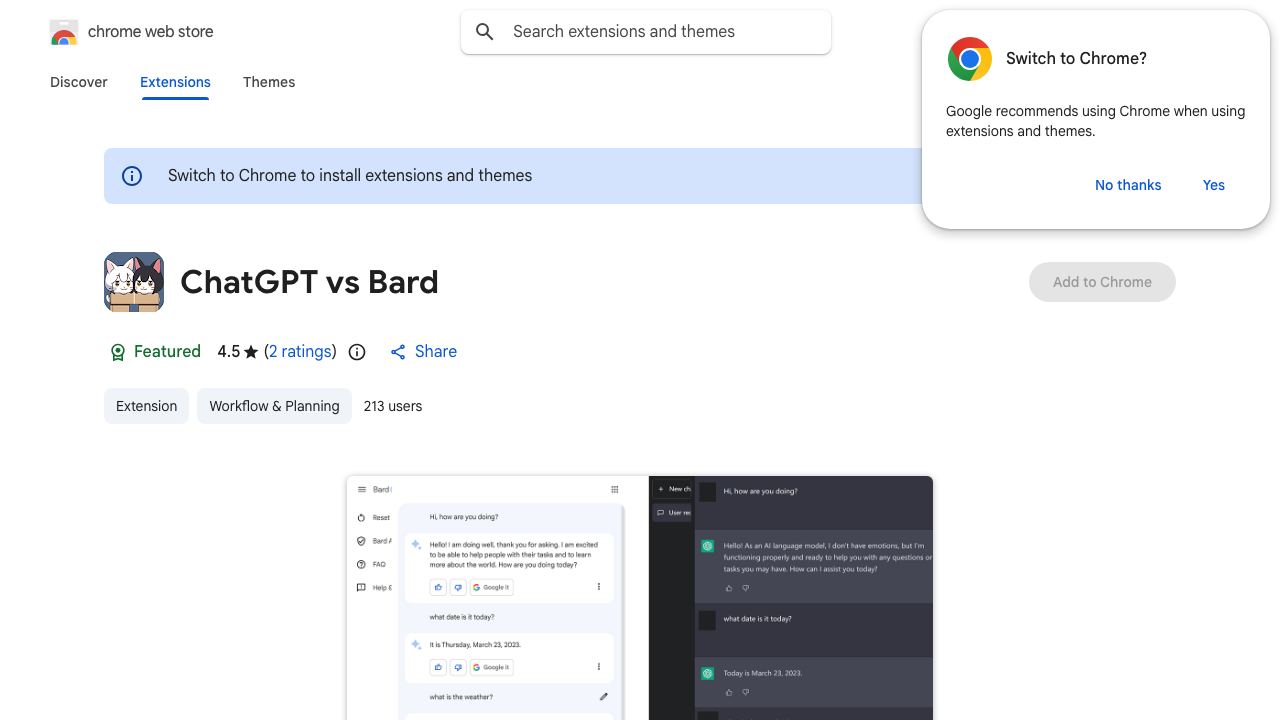 ChatGPT vs Bard 网站截图