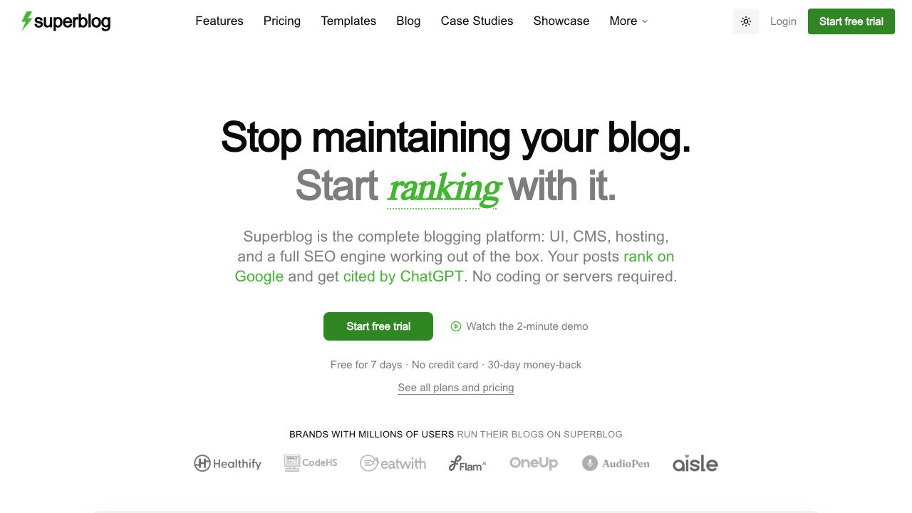 Superblog website screenshot