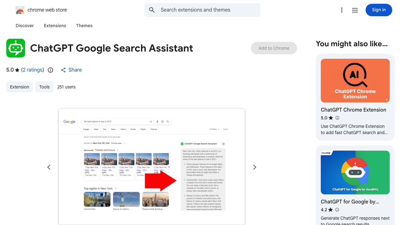 ChatGPT Google Search Assistant 网站截图