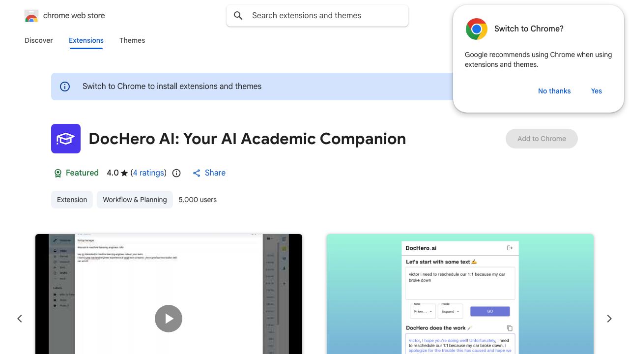 DocHero: ChatGPT Powered AI Writing Companion 网站截图