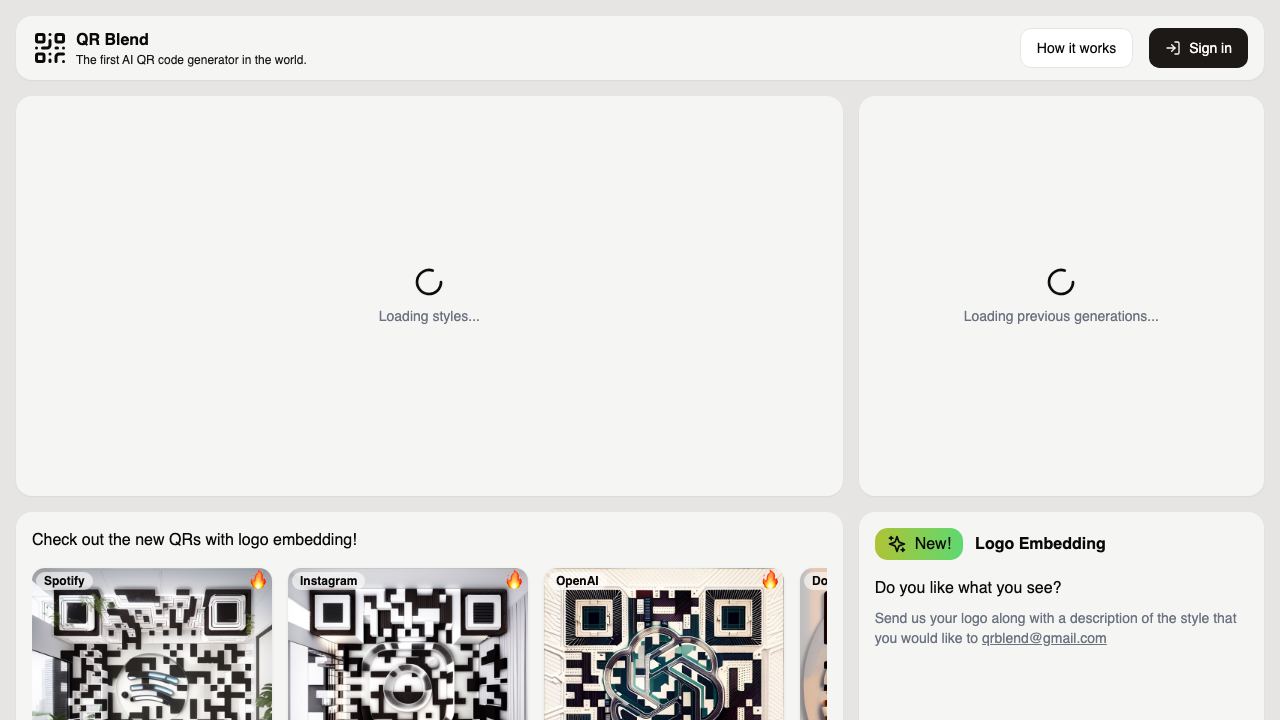 QR Blend website screenshot
