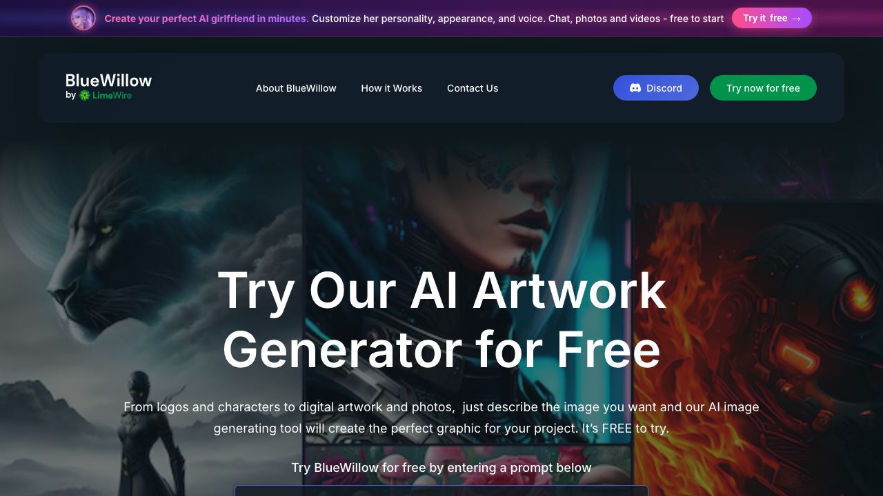 BlueWillow 网站截图