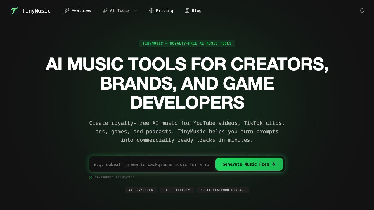Tiny Music website screenshot