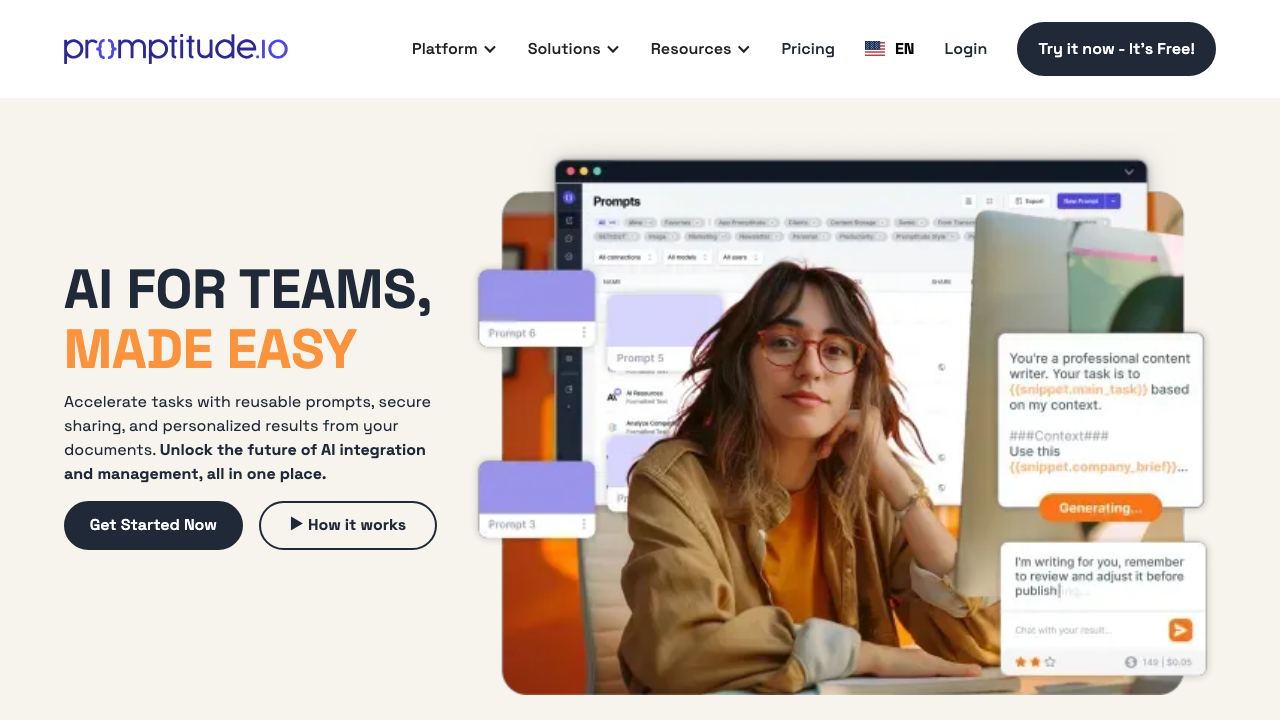 Promptitude.io 网站截图