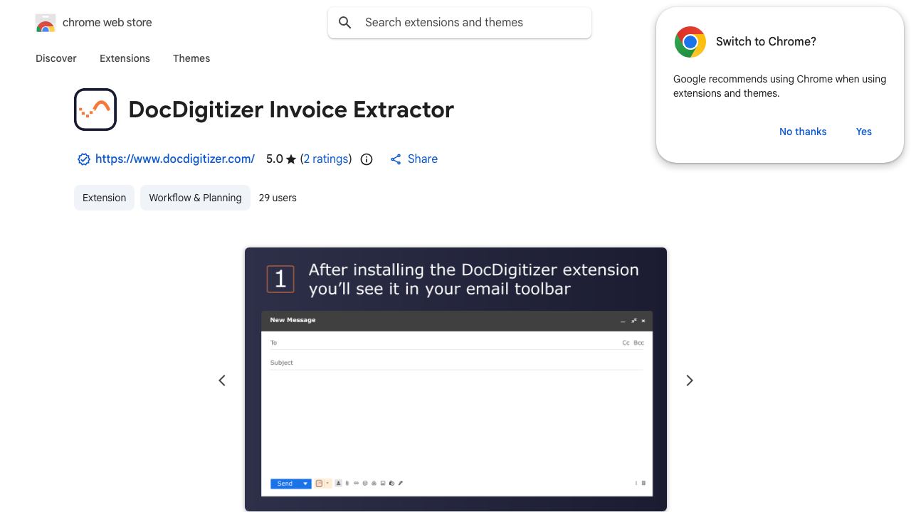 DocDigitizer Invoice Extractor website screenshot