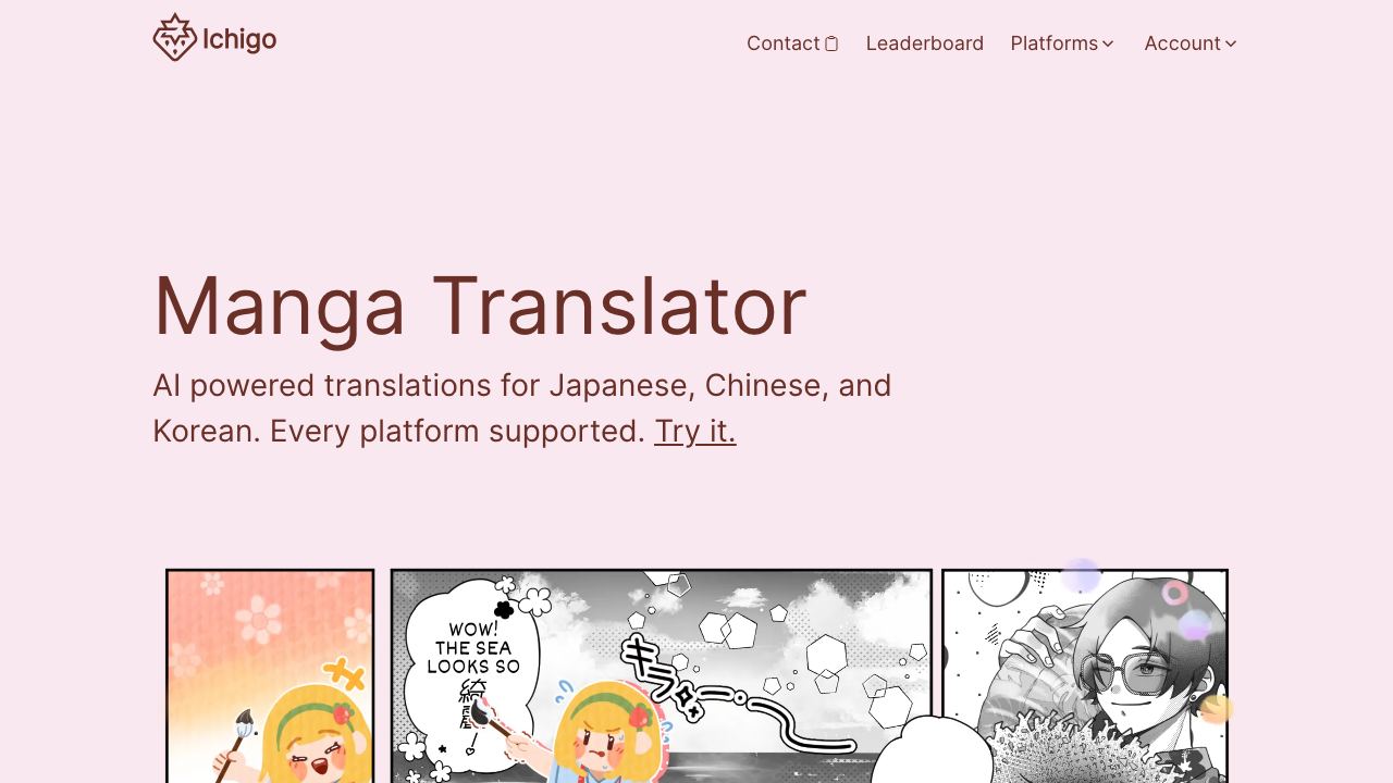 Manga Translator - ichigoreader website screenshot