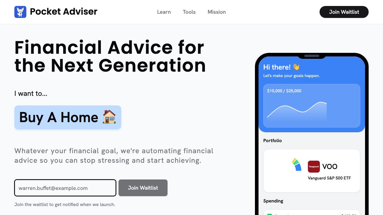 Pocket Adviser 网站截图