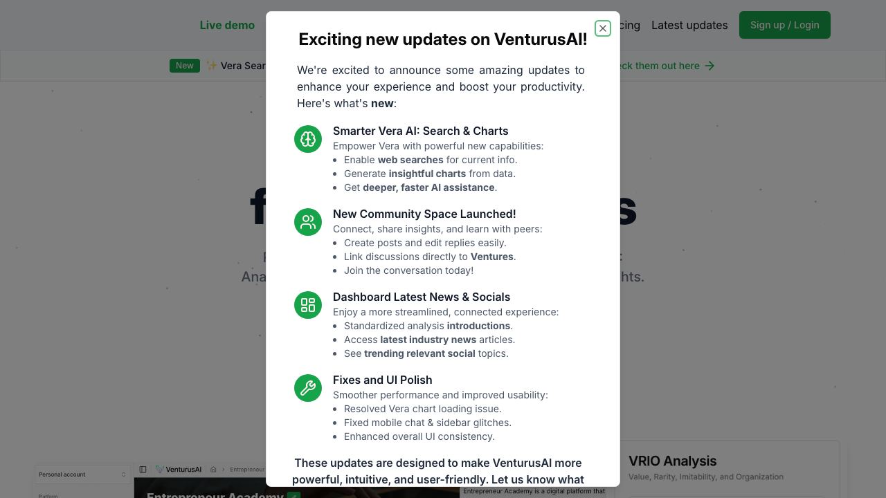 VenturusAI website screenshot