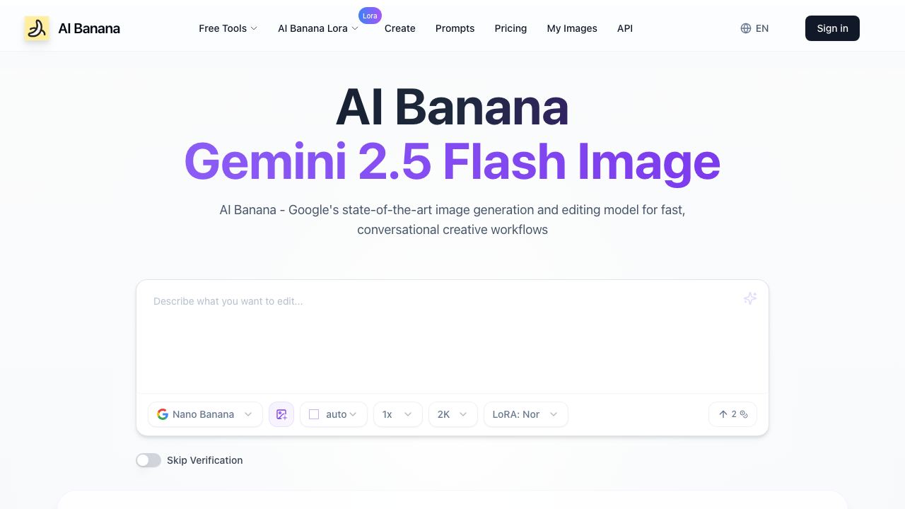 AI Banana - Advanced Gemini 2.5 Flash Image Editor - Free to Use 网站截图