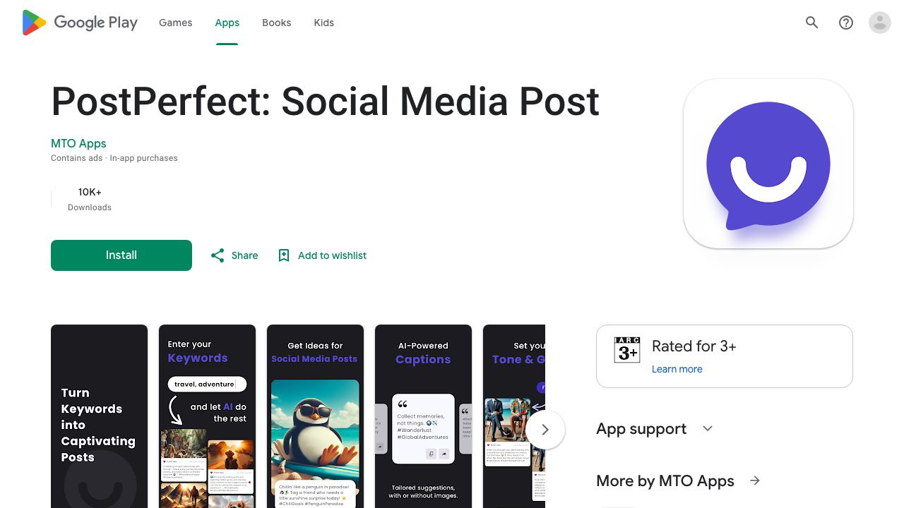 PostPerfect: GPT posts for social media 网站截图