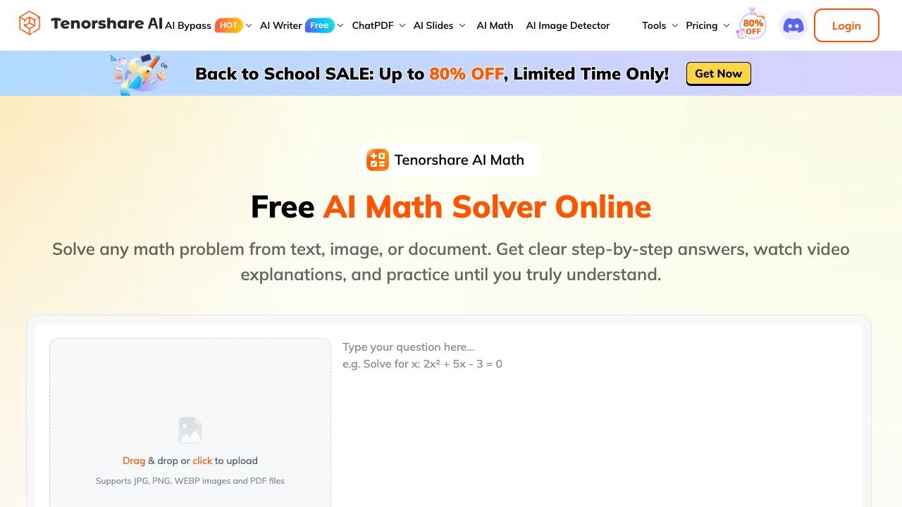 Tenorshare AI Math 网站截图