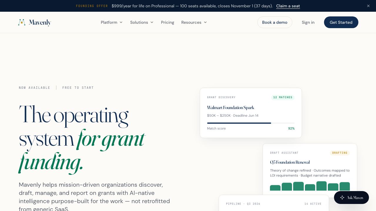 Mavenly website screenshot