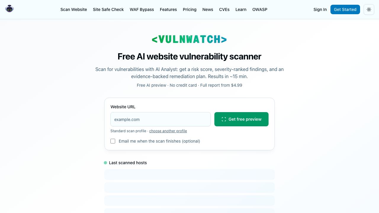 Free Website Security Scan AI-Powered 网站截图