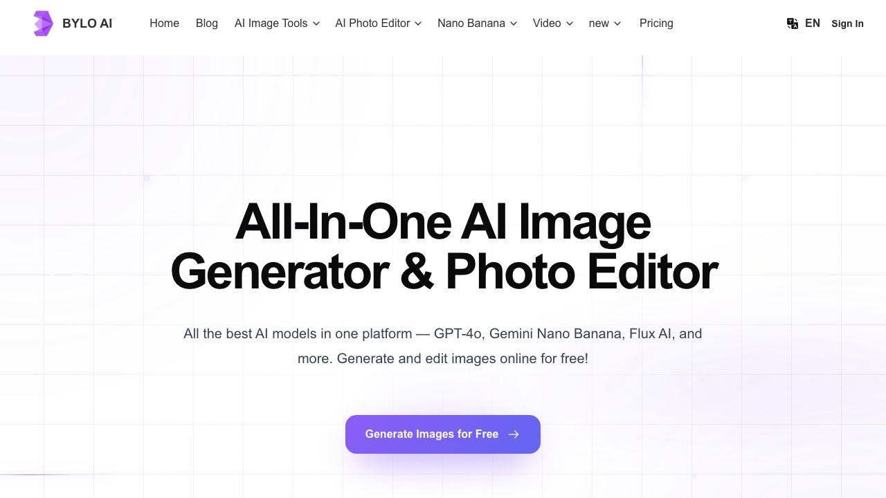 Bylo.ai: Free AI Image Generator 网站截图