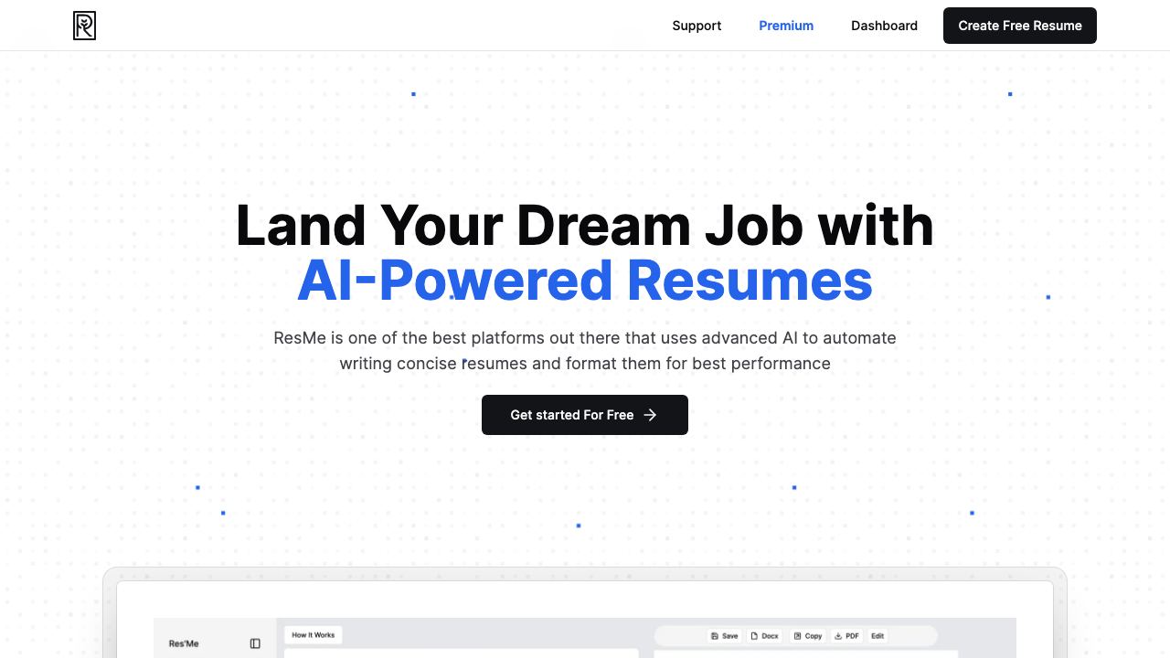 ResMe website screenshot