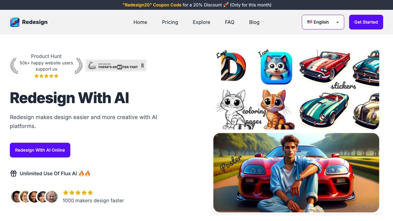 Redesign With AI website screenshot