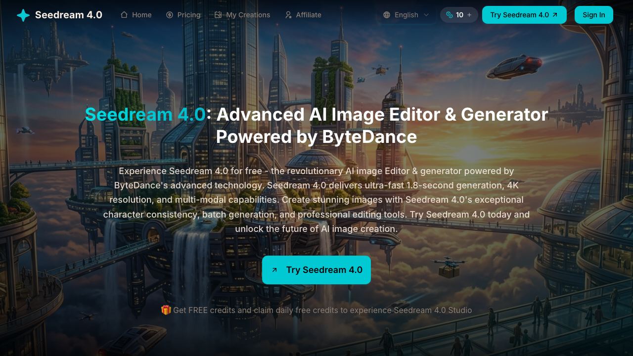 Seedream 4.0 - Advanced AI Image Editor 网站截图