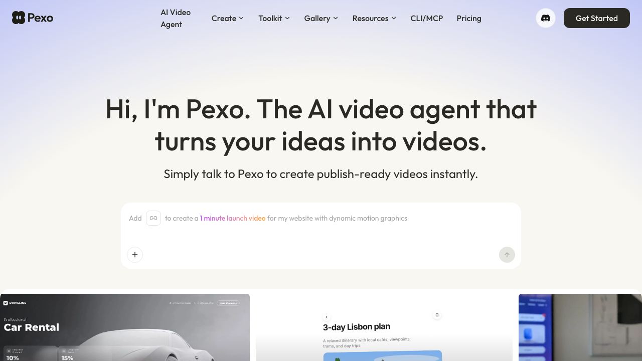 Pexo website screenshot
