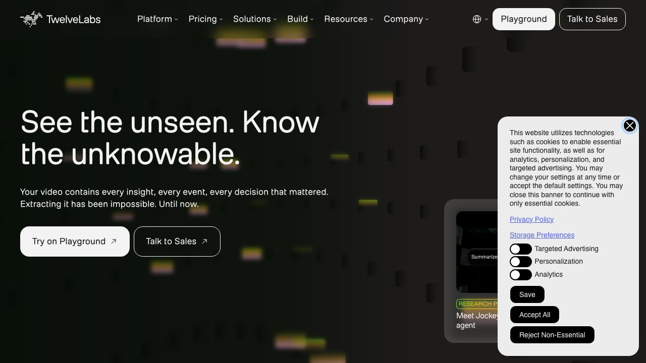 Twelve Labs website screenshot