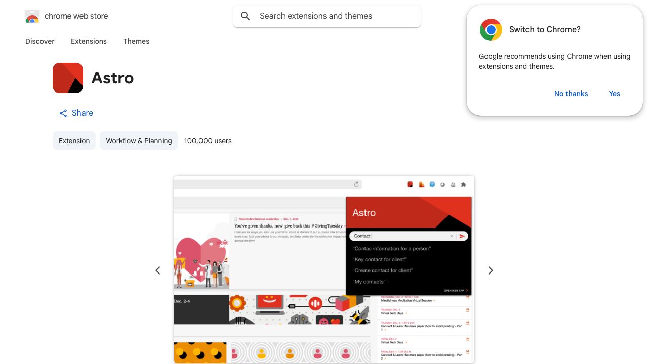 Astro website screenshot
