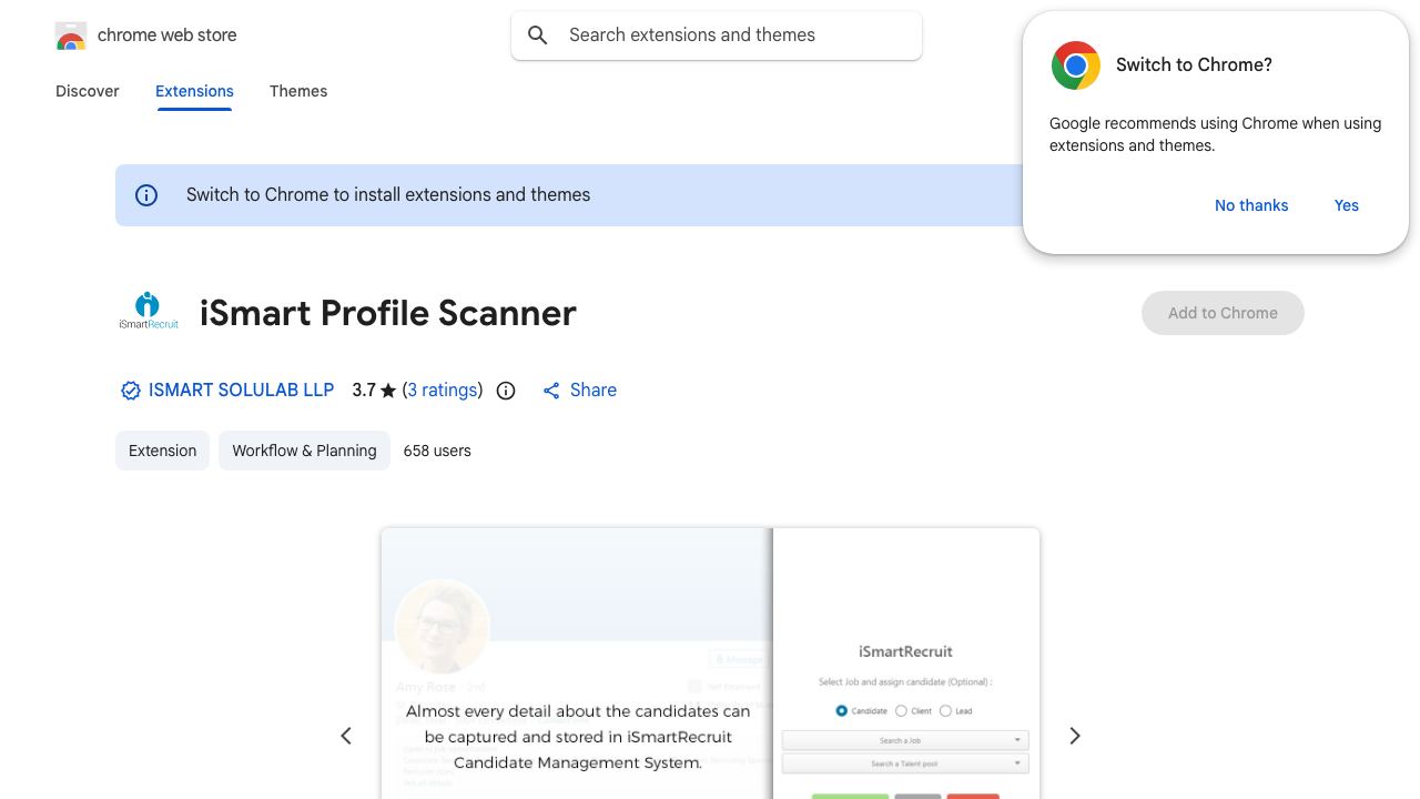 iSmart Profile Scanner 网站截图