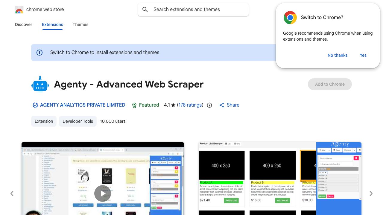 Agenty - Advanced Web Scraper 网站截图