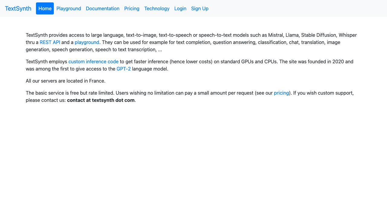 TextSynth 网站截图