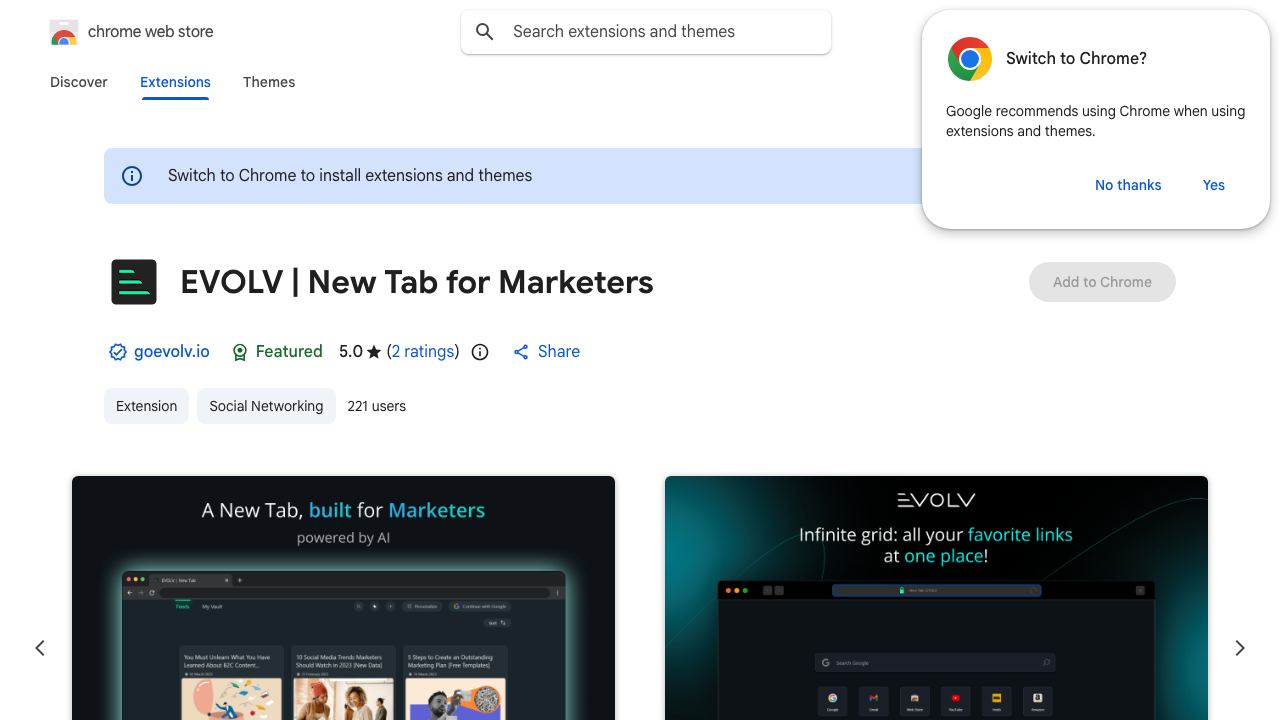 EVOLV | New Tab for Marketers 网站截图
