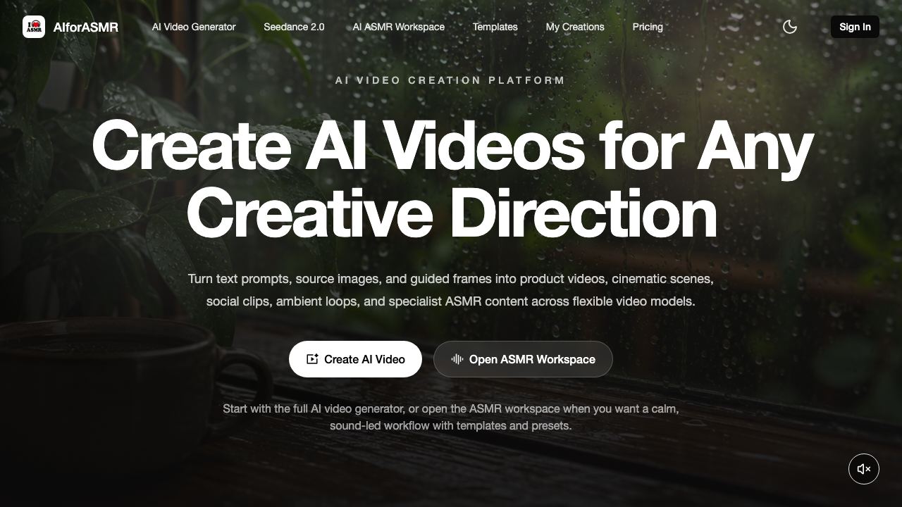 aiforasmr 网站截图