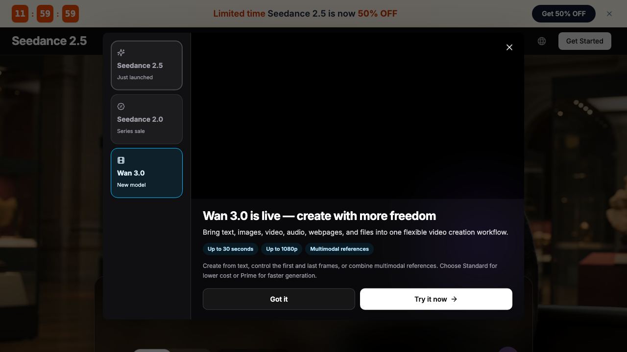 Seedance 2.5 网站截图