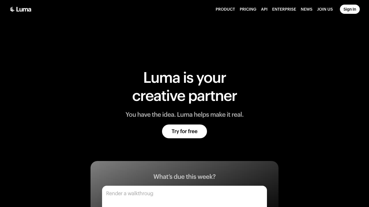 Imagine 3D by Luma AI 网站截图