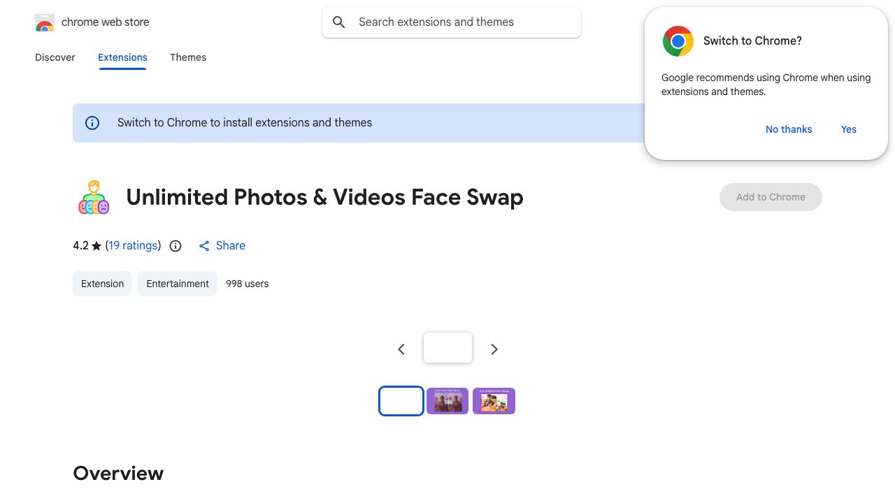 Unlimited Photos & Videos Face Swap website screenshot